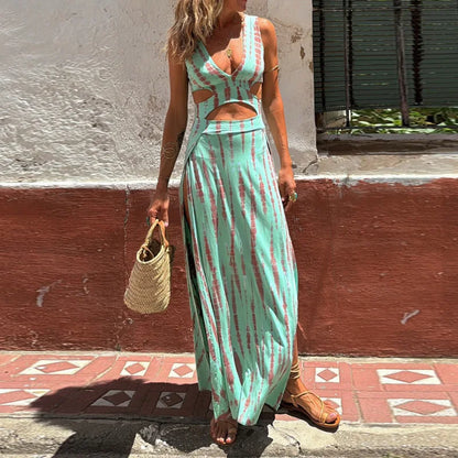 Vestido Con Abertura Tie-dye