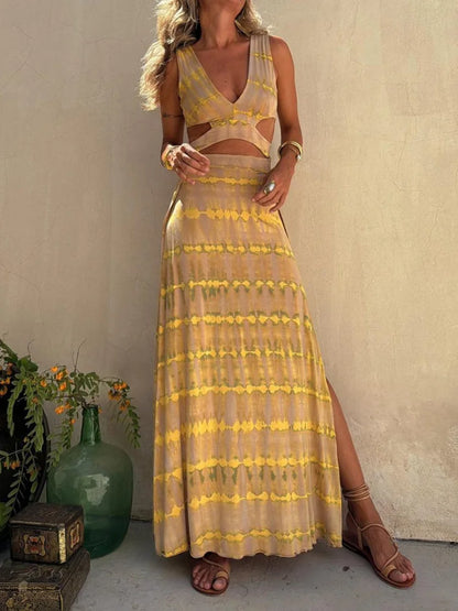 Vestido Con Abertura Tie-dye