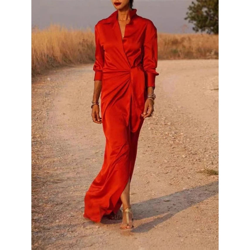 Vestido Largo con Lazo Lateral Isabel